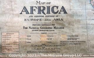 1922 Map of Africa (28 x 31"on woven back) published by National Geographic 