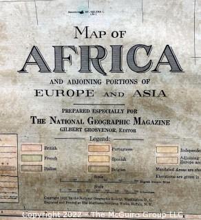 1922 Map of Africa (28 x 31"on woven back) published by National Geographic 