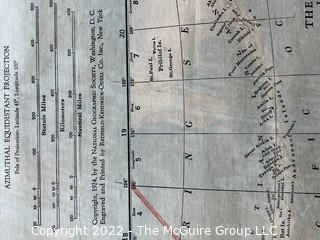 1924 National Geographic Map of North America (28 x 38" on woven back) 
