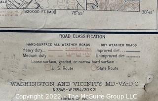 41 x 52" 1949 Vintage USGS map of Washington and Vicinity 