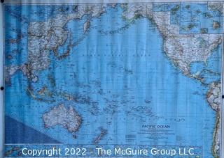 26 x 36" 1939 large format rolled map of The Pacific Ocean by National Geographic  