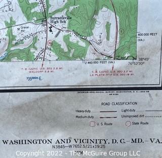 50 x 72" 1959 USGA 1:24,000 quadrangle map of Washington DC and Vicinity large format