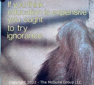 1960's era poster "If you think education is expensive - you ought to try ignorance" with orangutan 