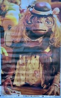 Rolled E.T. Promotional Movie Poster by Universal City Studios in drag costume 23 x 35"