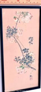 Two (2) Framed Under Glass Silk Asian Painting With Chop Marks. 