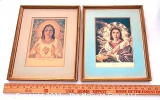 Two (2) Framed Under Glass Color Religious Prints