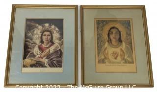 Two (2) Framed Under Glass Color Religious Prints