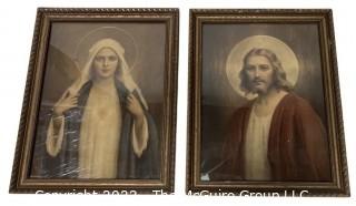 Two Framed Religious Prints Under Glass