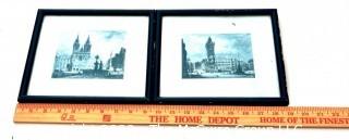 Two (2) Framed Under Glass Black & White Lithographs of Buildings