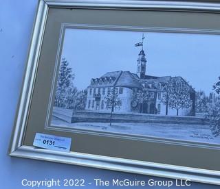 Two framed prints of Colonial Williamsburg