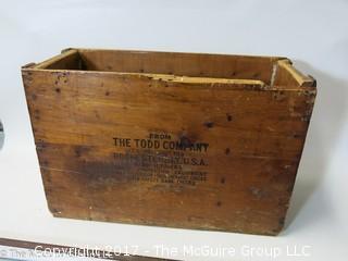 Vintage Wooden Box with company stencil: "The Todd Company, Rochester NY"