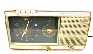 Vintage Mid Century Orange Westinghouse Clock Radio.  Chip.