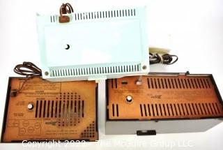 Three (3) Mid Century Arvin Electric Transistor AM/FM Clock Radios.  Some with damage.