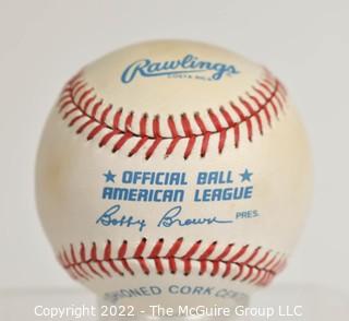 Official American League Bobby Brown baseball autographed by HOF'r Reggie Jackson