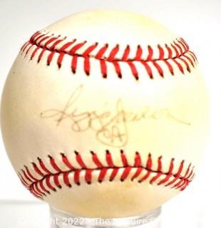 Official American League Bobby Brown baseball autographed by HOF'r Reggie Jackson