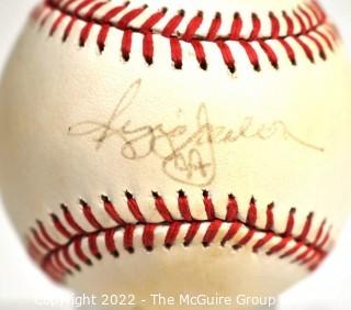 Official American League Bobby Brown baseball autographed by HOF'r Reggie Jackson