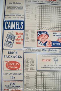 1944 Scorecard for The Washington Senators vs Boston Red Sox at Griffiths Stadium. DC Sports Memorabilia 