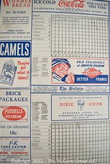 1944 Scorecard for The Washington Senators vs Boston Red Sox at Griffiths Stadium. DC Sports Memorabilia 