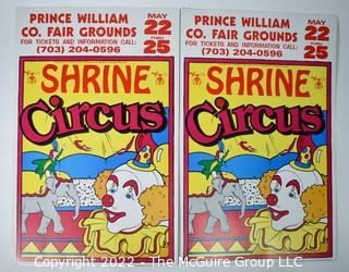 Pair of Shrine Circus posters 15 x 21' Prince William Co Fairgrounds