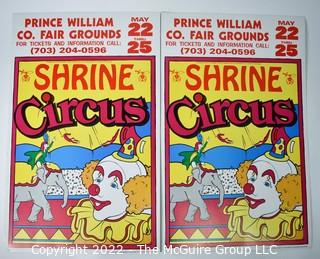 Pair of Shrine Circus posters 15 x 21' Prince William Co Fairgrounds