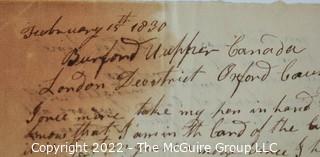 1830 Hand Written Letter From Upper Canada Dated Feb 17, 1830 with Buffalo NY cancellation