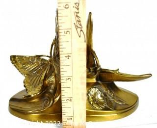 Heavy Brass Butterfly Bookends