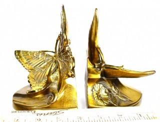 Heavy Brass Butterfly Bookends