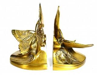 Heavy Brass Butterfly Bookends