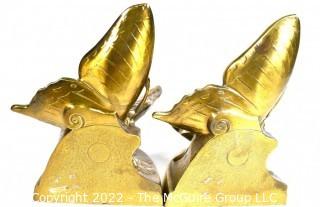 Heavy Brass Butterfly Bookends