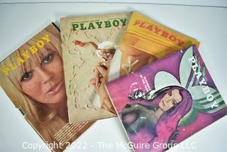 Four (4) Vintage Playboy Magazines circa 1970's
