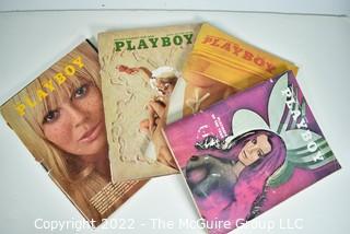 Four (4) Vintage Playboy Magazines circa 1970's
