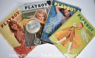 Four (4) Vintage Playboy Magazines circa 1970's