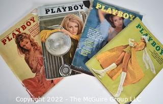 Four (4) Vintage Playboy Magazines circa 1970's