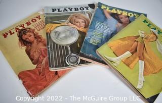 Four (4) Vintage Playboy Magazines circa 1970's