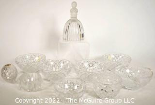 Group of Cut Crystal Bowls and Hand Bell Made by Lenox, Mikasa and Goebel