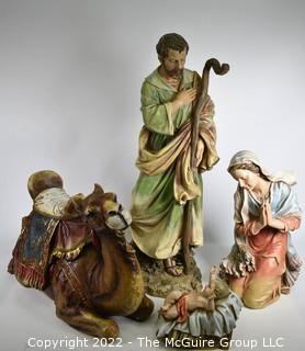 Large Scale Paper Mache Nativity Scene or Crèche 