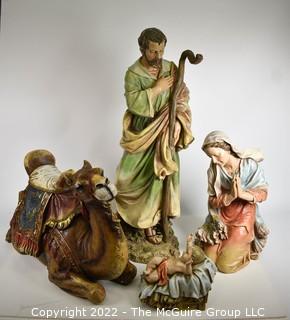 Large Scale Paper Mache Nativity Scene or Crèche 