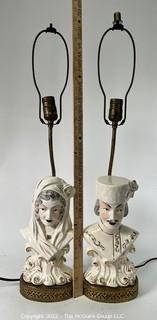 Pair of Two (2) Porcelain Figural Table Lamps. 