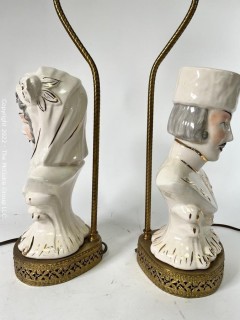 Pair of Two (2) Porcelain Figural Table Lamps. 