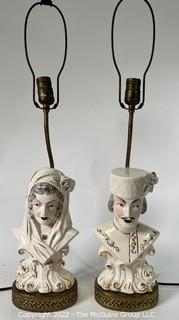 Pair of Two (2) Porcelain Figural Table Lamps. 