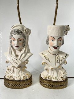 Pair of Two (2) Porcelain Figural Table Lamps. 