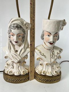 Pair of Two (2) Porcelain Figural Table Lamps. 