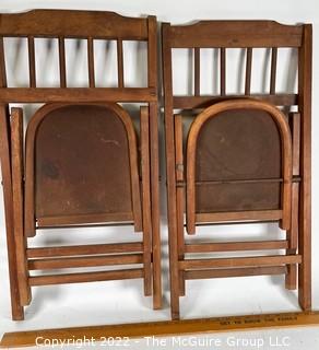 Two (2) Small Children's Folding Wooden Chairs. 