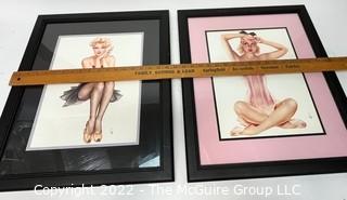 Two (2) Framed Under Glass Color Varga(s) Pin Up Prints