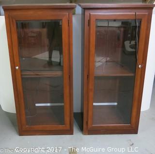 Pair of matching glass door lighted cabinets with shelves (25W x 53T x 20 1/2D)