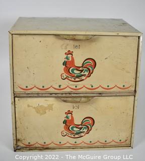 Vintage Pennsylvania Dutch metal bread - counter storage box 