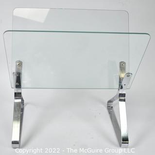 Vintage Retro Glass and Chrome Magazine Rack by Raymor