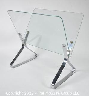 Vintage Retro Glass and Chrome Magazine Rack by Raymor