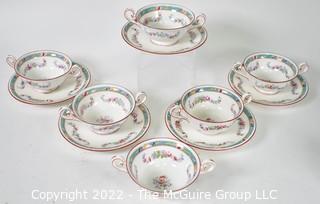 Set of Double Handle Porcelain Cups and Saucers by Royal Doulton