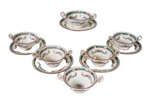 Set of Double Handle Porcelain Cups and Saucers by Royal Doulton